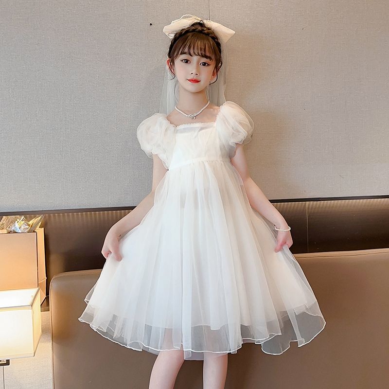 Children's Dress Princess Dress High-end Girls Piano Performance Costume Foreign Style Little Host Birthday Flower Girl Wedding Dress Summer