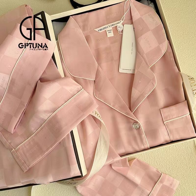 Tulip Korean style ice silk thin section long-sleeved pajamas women's spring new style can be worn outside high-end home service suit