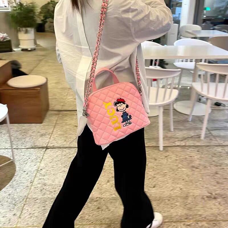 한국 동대문 새 가방 틈새 쉘 어깨 가방 만화 자수 크로스 바디 가방 여성용 휴대용 가방