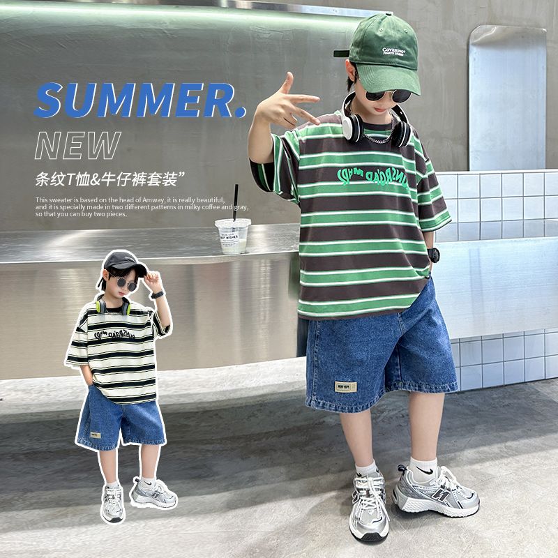 男童夏装套装新款儿童衣服短袖中大童夏季韩版网红童装帅气潮
