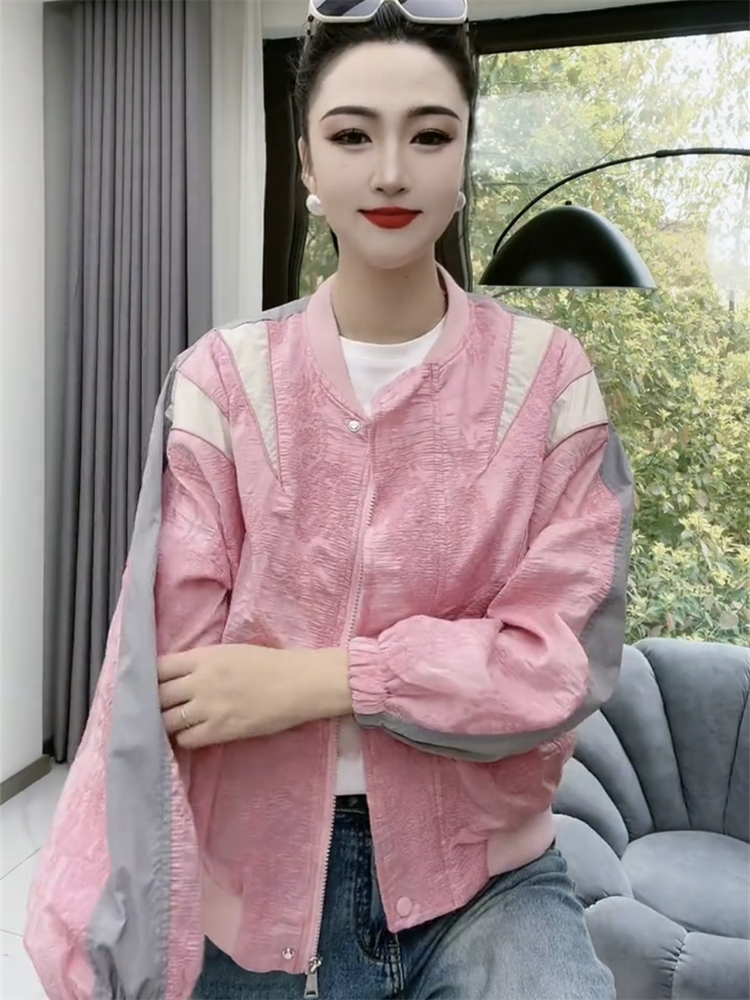 Blue Sea Yinuo High-quality Lace Embroidery Thin Baseball Uniform Jacket Women's 2023 Spring and Summer Loose Slim Sunscreen Clothes