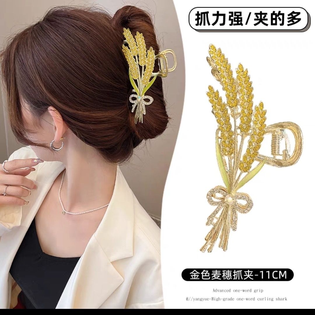 麥穗抓夾金屬頭髮抓夾鯊魚髮夾大號夾子發抓發卡韓國後腦勺頭飾女