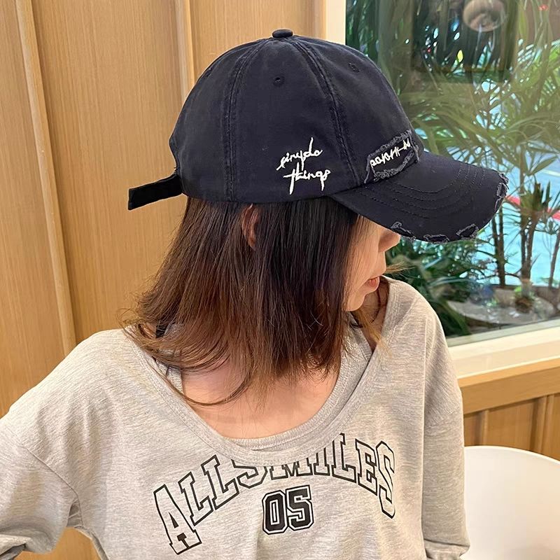 Korean curved brim hat women's baseball cap summer thin section 1980 soft top face small peaked cap male 2022 new trend
