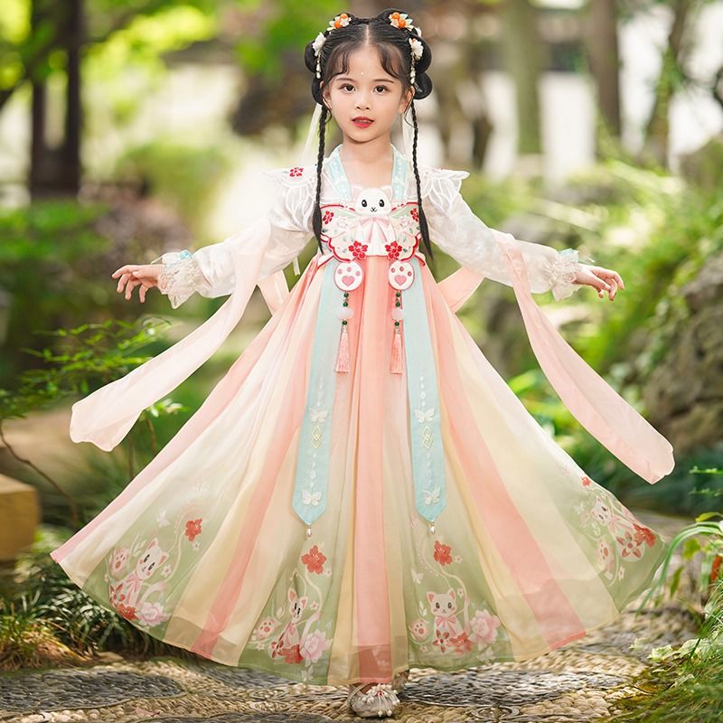汉服女童夏装短袖连衣裙中国风古装超仙夏季小女孩洋气儿童裙子夏