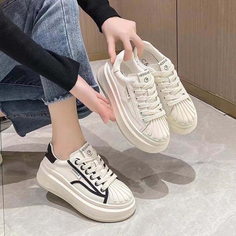 Small white shoes women's original niche skate shoes women's  new shell head thick bottom casual all-match spring single shoes trendy