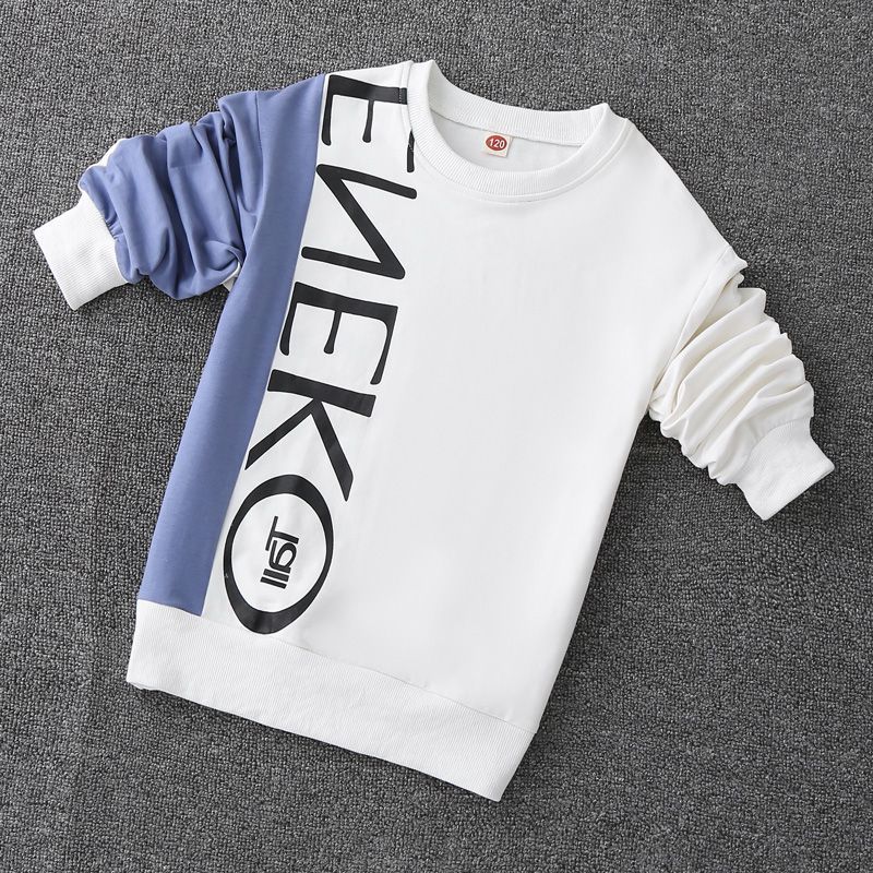 Boys' sweatshirts spring and autumn  new children's long-sleeved T-shirts, medium and large children's loose trendy tops, casual and versatile