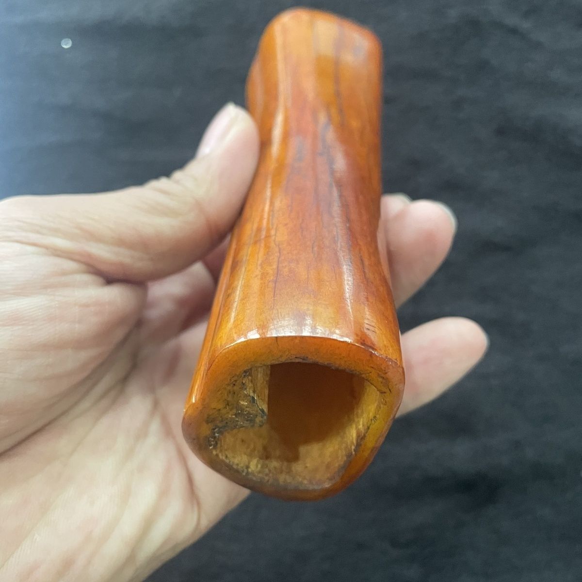 古玩镇尺收藏老物件天然保真西藏老牦牛骨手把件镇纸油润老料收藏