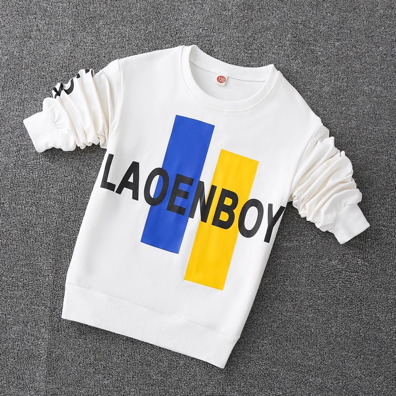 Boys' sweatshirts spring and autumn  new children's long-sleeved T-shirts, medium and large children's loose trendy tops, casual and versatile