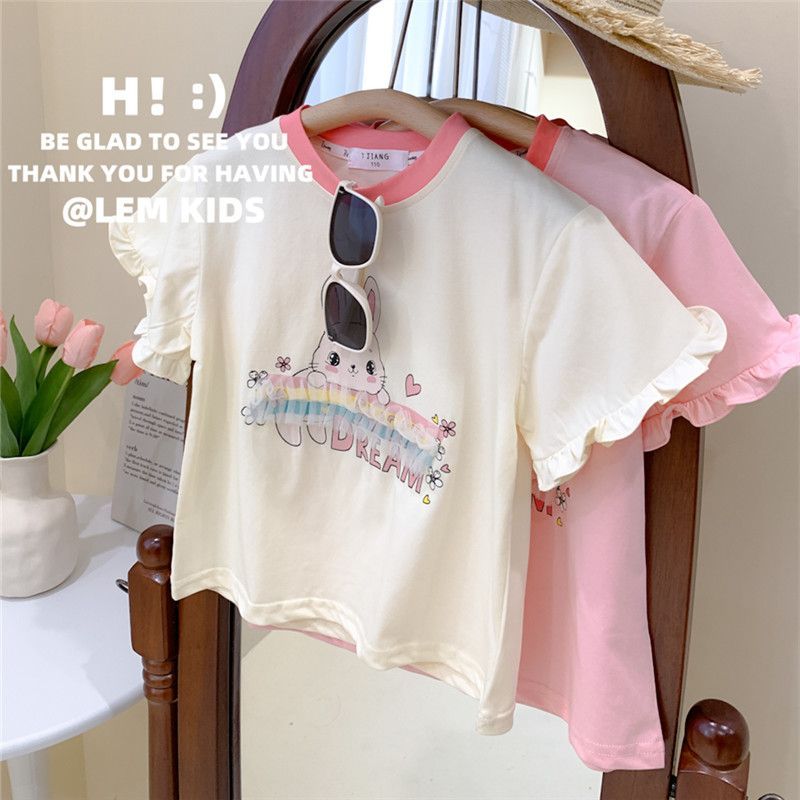 Girls summer short-sleeved T-shirt pure cotton 2024 new style baby half-sleeved T-shirt loose summer children's top