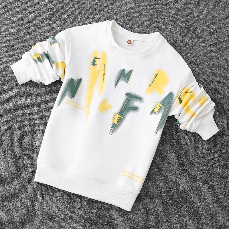 Boys' sweatshirts spring and autumn  new children's long-sleeved T-shirts, medium and large children's loose trendy tops, casual and versatile