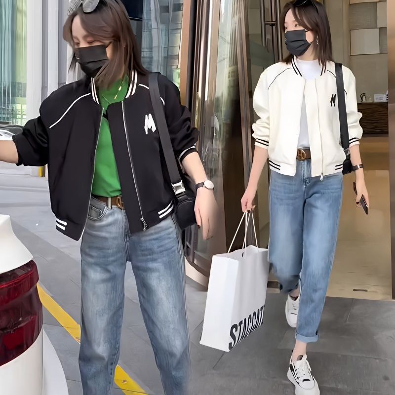 Blue Sea Yinuo Short Letter Embroidered Baseball Uniform Women's 2023 Spring Jacket Niche Small Casual Top Trend