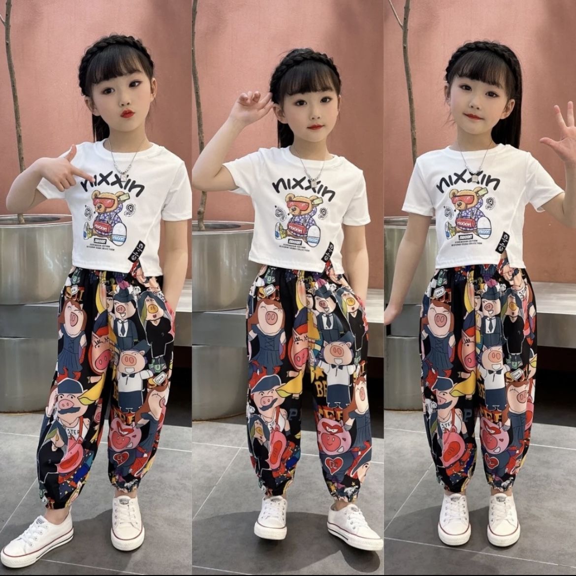女童夏季套裝兒童洋氣時髦夏裝女大童短袖防蚊褲女孩運動兩件套潮