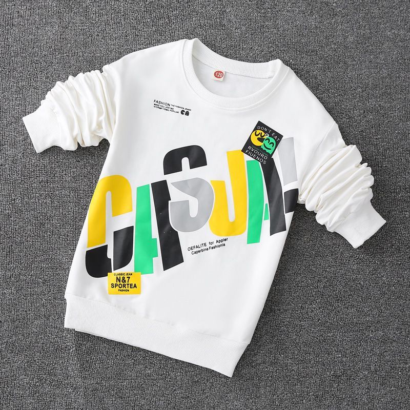 Boys' sweatshirts spring and autumn  new children's long-sleeved T-shirts, medium and large children's loose trendy tops, casual and versatile