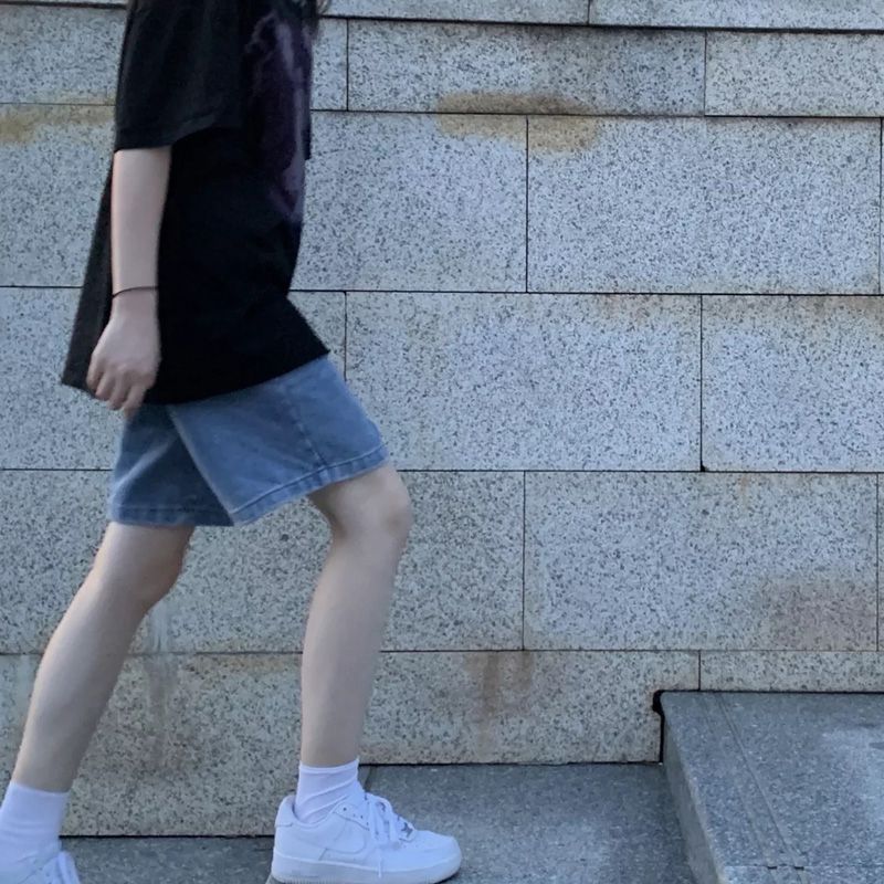 大碼牛仔短褲女夏季2023新款潮ins高腰顯瘦a字闊腿中褲寬鬆五分褲