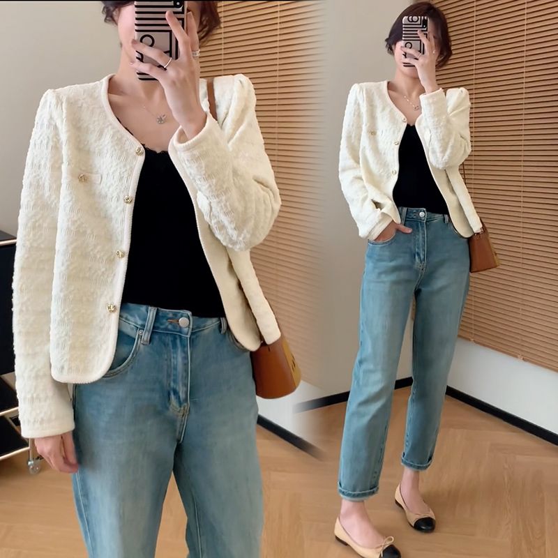Blue Sea Yinuo Loose Slim Small Fragrant Wind Thin Coat Women 2023 Spring and Summer New Small Short Temperament Tops