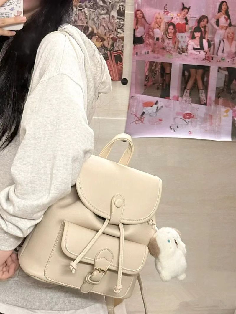 Women's bag original niche design backpack 2023 new soft leather simple bucket bag large capacity backpack female