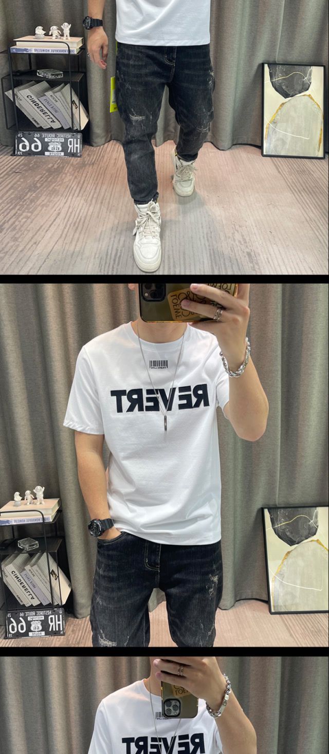 Kurzarm-T-Shirt für Herren, Sommer 2023, neues Oberteil mit Buchstabendruck, vielseitiges T-Shirt aus reiner Baumwolle, High-End-Oberteil_voghion.com