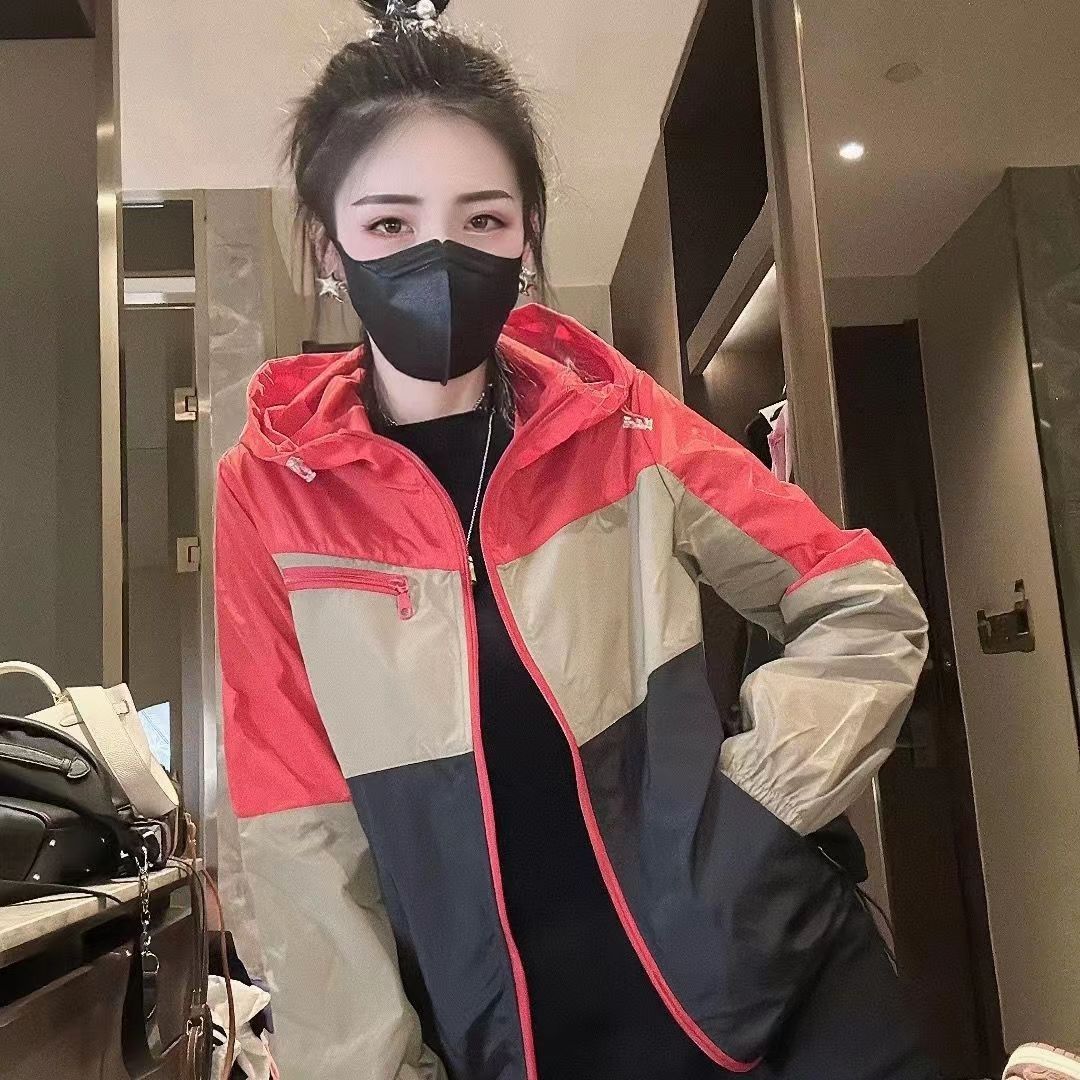 Breathable sun protection clothing for women spliced ​​ summer new Korean style loose sports casual foreign style versatile sun protection clothing trend