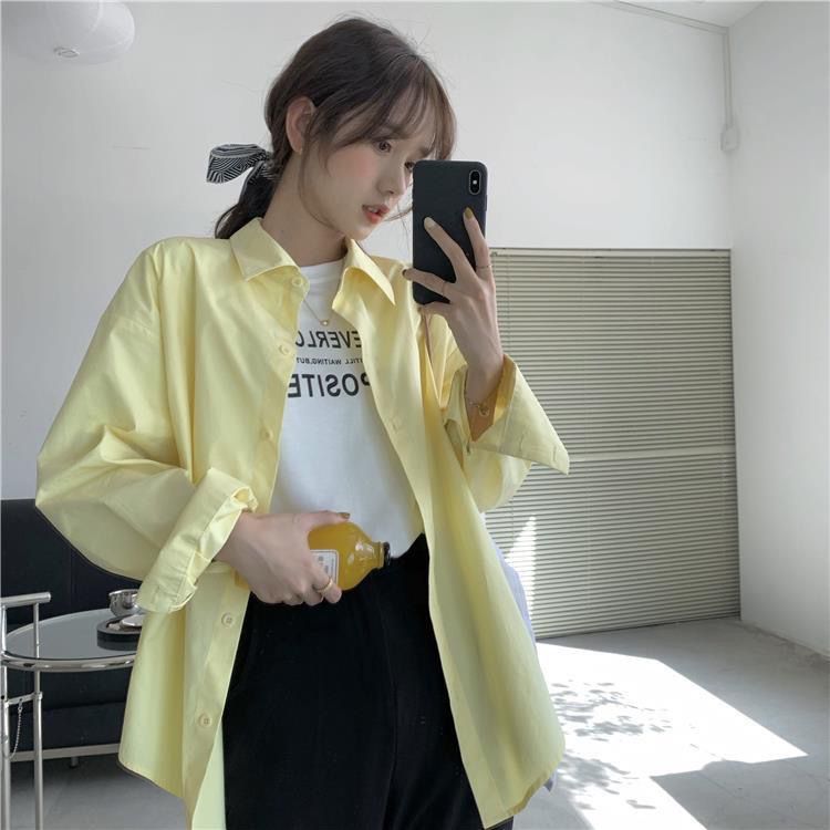 格瑞吉奧溫柔系穿搭上衣春夏寬鬆設計感小眾法式黃色襯衫女高級感