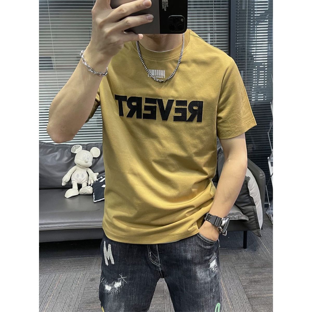 Kurzarm-T-Shirt für Herren, Sommer 2023, neues Oberteil mit Buchstabendruck, vielseitiges T-Shirt aus reiner Baumwolle, High-End-Oberteil_voghion.com