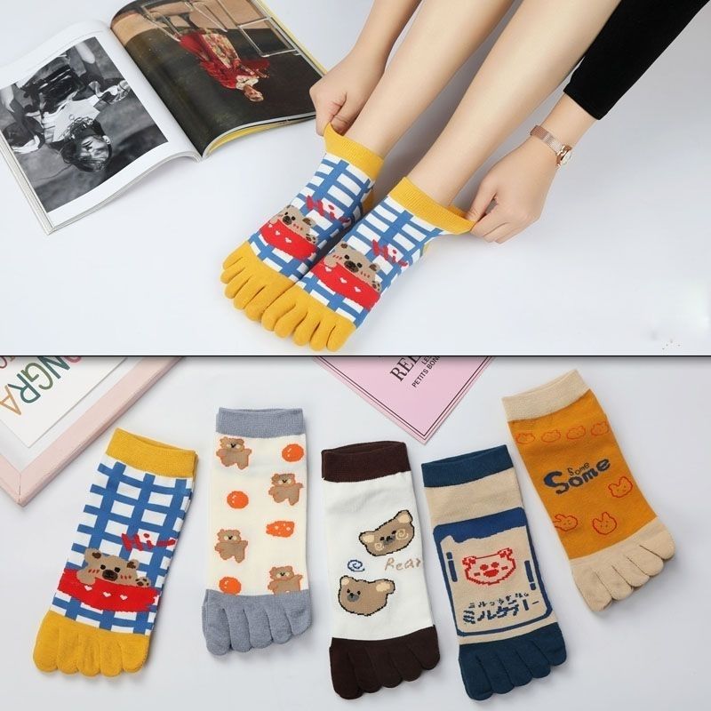 Women's Pure Cotton Five-toe Ankle Socks For Spring And Summer_voghion.com