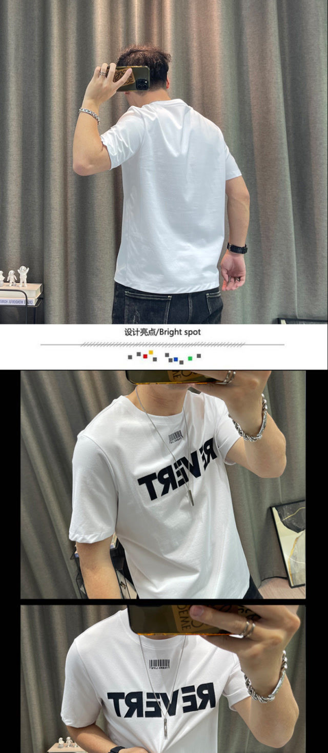 Kurzarm-T-Shirt für Herren, Sommer 2023, neues Oberteil mit Buchstabendruck, vielseitiges T-Shirt aus reiner Baumwolle, High-End-Oberteil_voghion.com