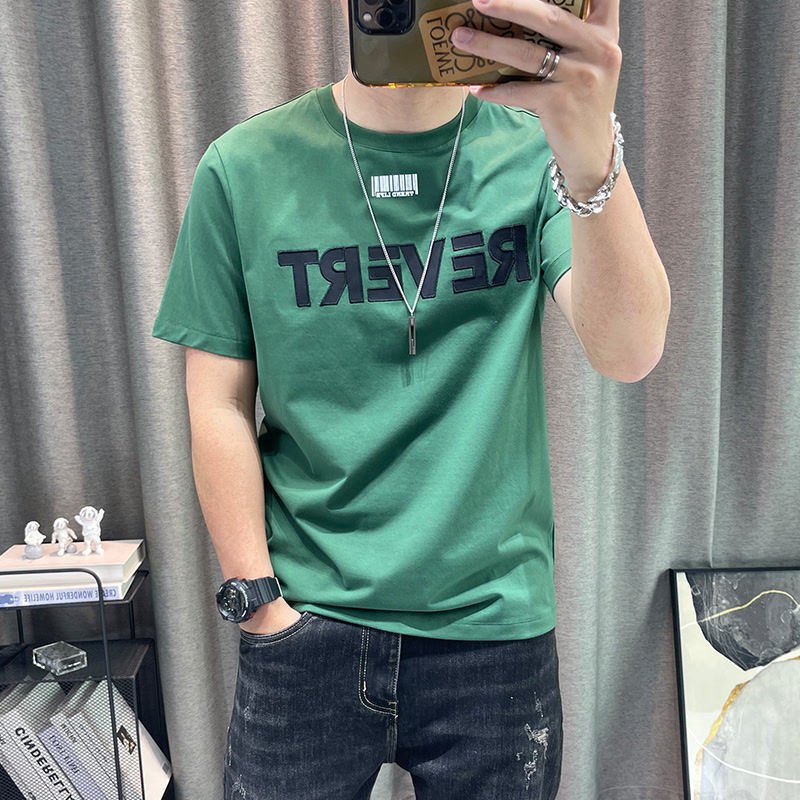 Kurzarm-T-Shirt für Herren, Sommer 2023, neues Oberteil mit Buchstabendruck, vielseitiges T-Shirt aus reiner Baumwolle, High-End-Oberteil_voghion.com