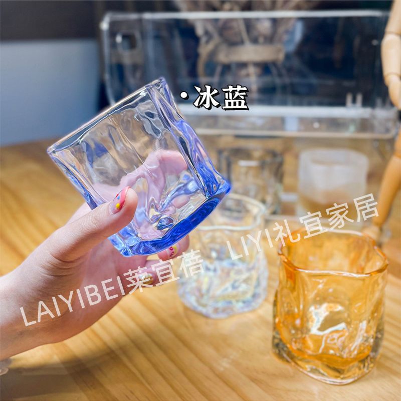 网红扭扭杯不规则水杯家用折纸杯威士忌酒杯居家高颜值玻璃杯套装