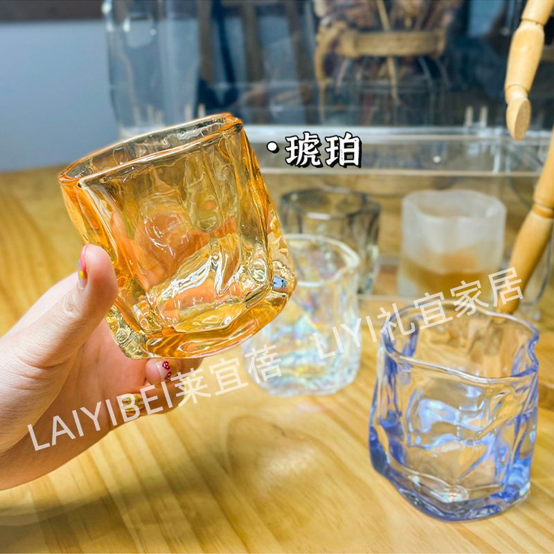 网红扭扭杯不规则水杯家用折纸杯威士忌酒杯居家高颜值玻璃杯套装