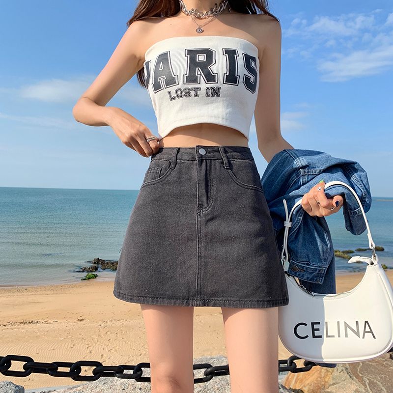 大碼胖mm牛仔短裙女2023年夏季新款高腰顯瘦a字防走光包臀半身裙