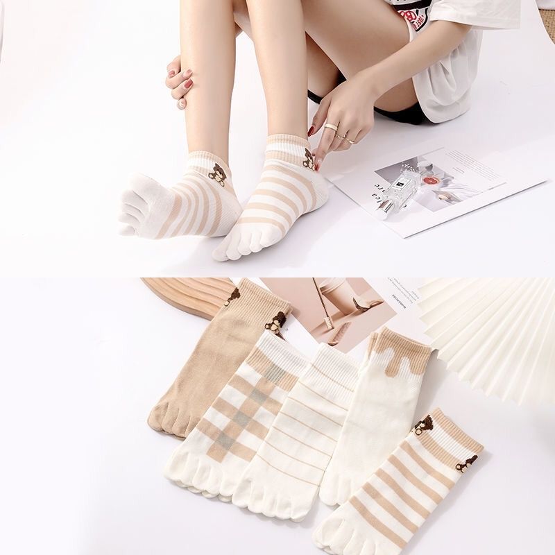 Women's Pure Cotton Five-toe Ankle Socks For Spring And Summer_voghion.com