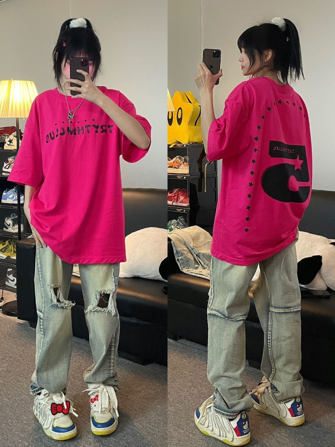 100%重磅200g純棉丅恤短袖男hiphop歐美式寬鬆情侶短袖男女潮牌