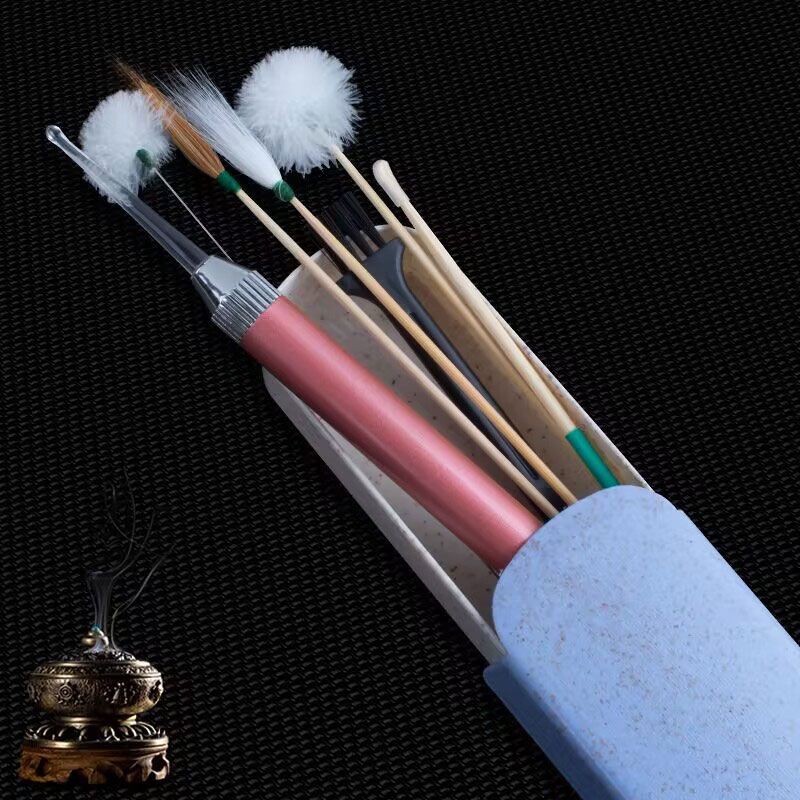 Ear-picking tool full set of professional set ear-picking artifact digging ear goose feather stick buckle fur feather digging ear spoon