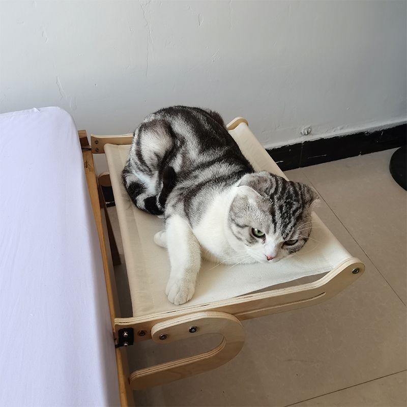 猫吊床猫挂床猫咪吊床实木夏季猫窝挂式床头猫窝阳台床狗狗床边床