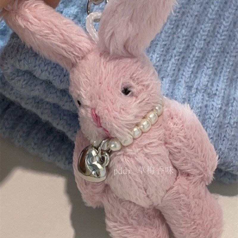 Japanese ins style handmade rabbit love beaded bag pendant ornaments cute girl keychain doll doll