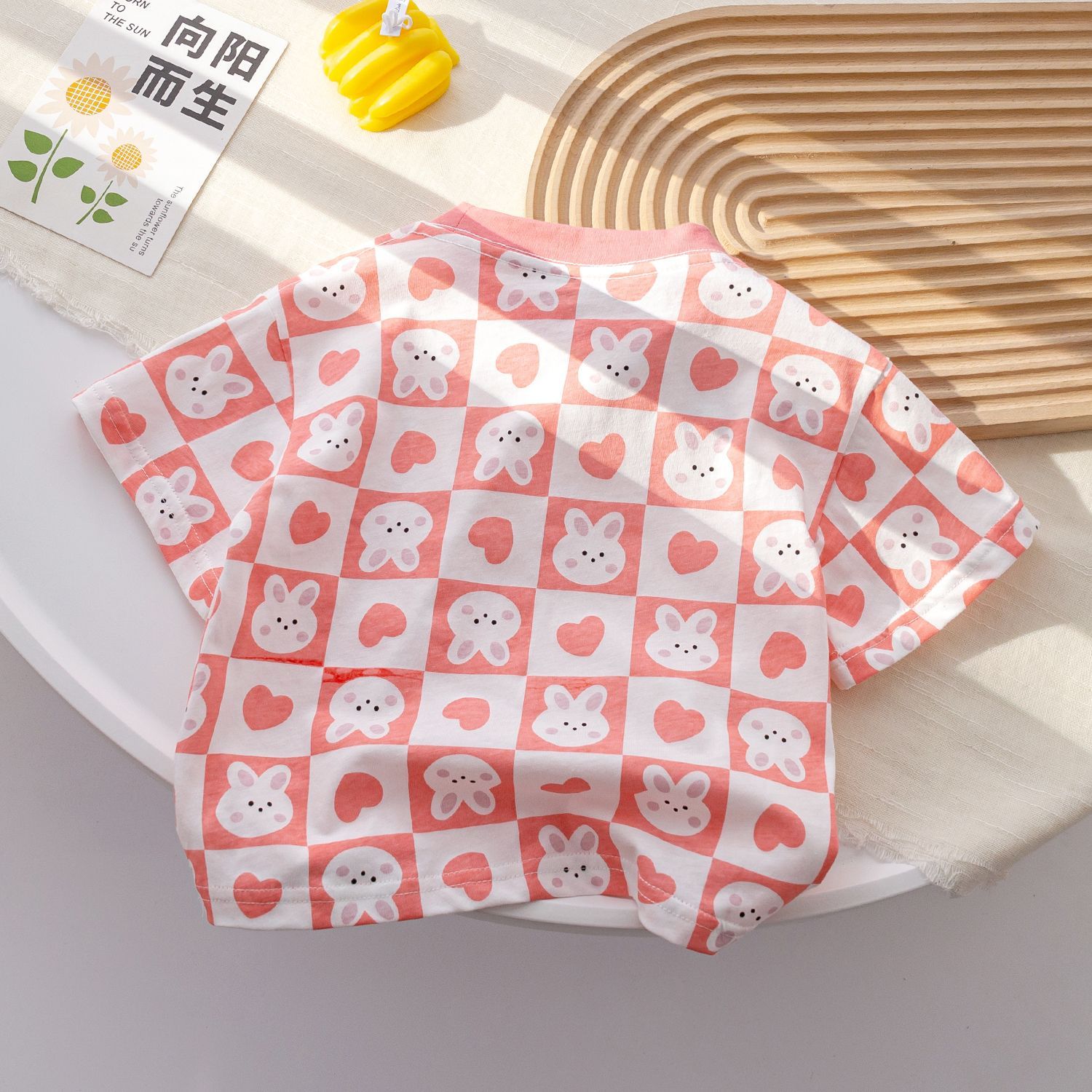Girls short-sleeved T-shirt summer 2024 new Korean cartoon print sweet half-sleeved top baby fashionable shirt
