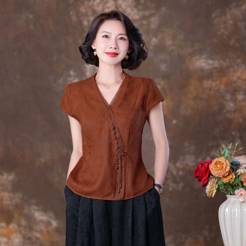 紅雲紗香雲紗女裝專櫃正品上衣夏高端國際品牌真絲桑蠶絲小衫T恤