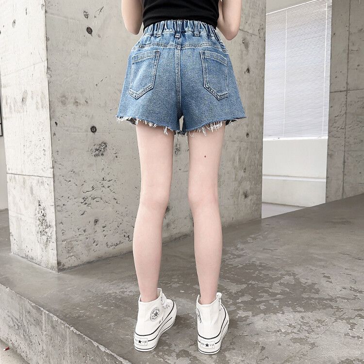 Girls' jeans summer thin section big children's all-match net red foreign style summer outerwear shorts summer children's pants