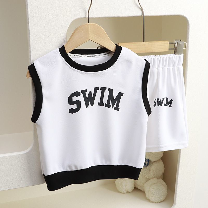 New Children's Vest Suit Summer Boys and Girls Sleeveless Tops Children's Shorts Thin Section Baby Two-piece Set