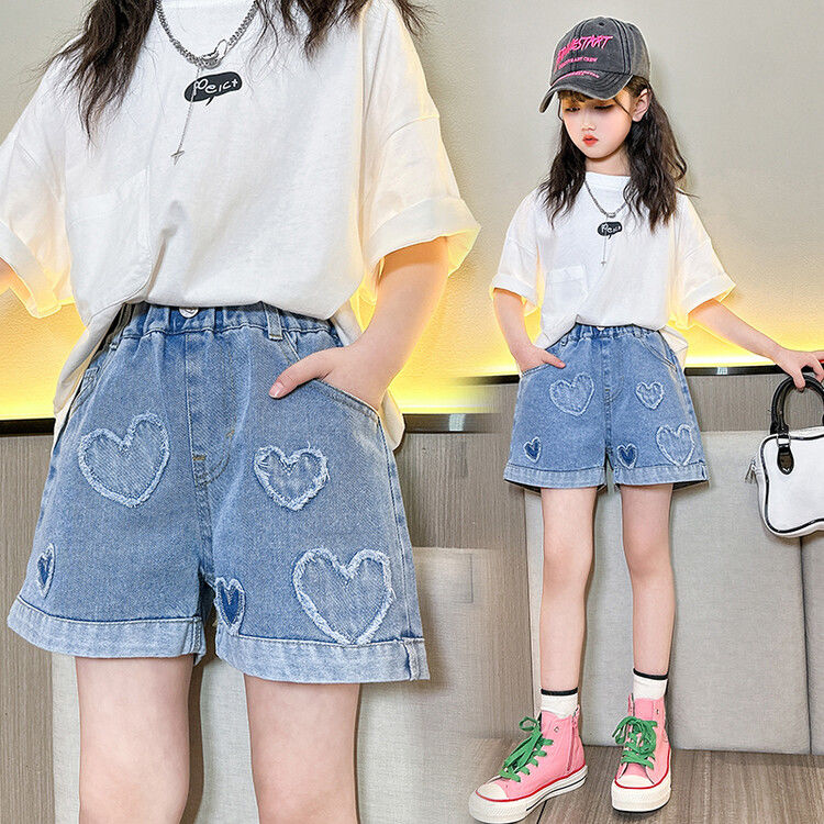 Girls' shorts, summer clothes, big boys and girls, summer thin models, popular models, all-match foreign style jeans, summer children's pants