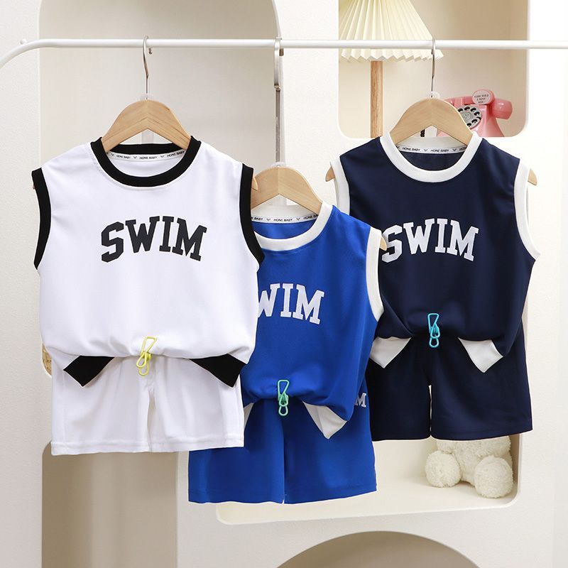 New Children's Vest Suit Summer Boys and Girls Sleeveless Tops Children's Shorts Thin Section Baby Two-piece Set