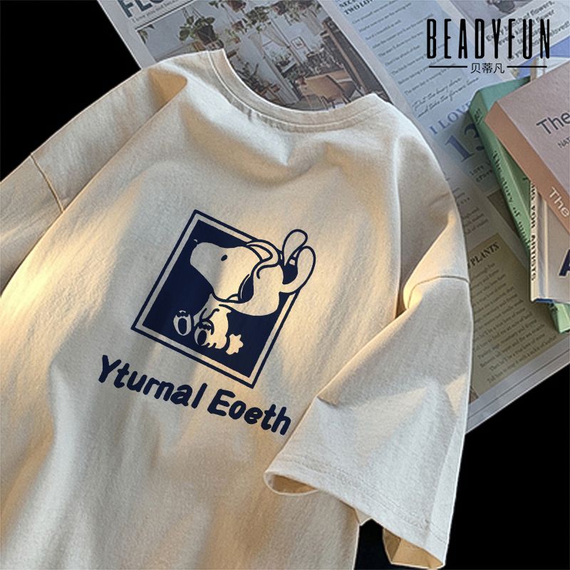 BEADYFUN港風史努比卡通短袖t恤男女百搭學生夏季新款ins潮流半袖