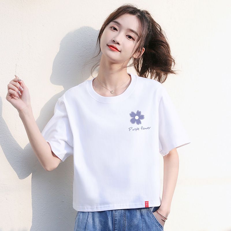 短款t恤女夏季2023新款小眾設計感日系小清新上衣半袖小個子體恤