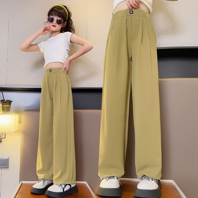 女童褲子2023新款洋氣時髦外穿寬鬆休閒闊腿褲夏裝薄款冰絲防蚊褲