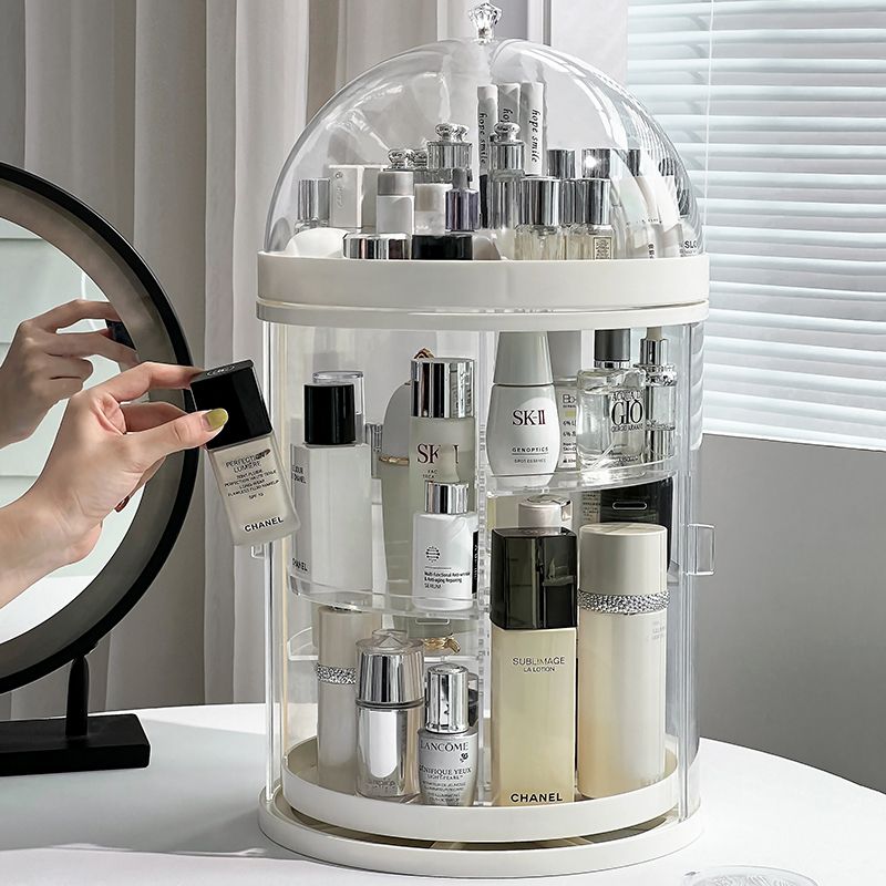 化妆品置物架可旋转收纳盒360度防尘ins风亚克力桌面整理高级感