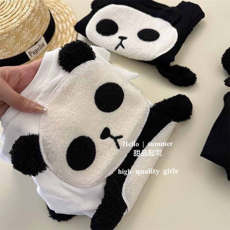 Cute cartoon three-dimensional red panda half-sleeved clothes T-shirt short-sleeved children's boys and girls baby top summer ins