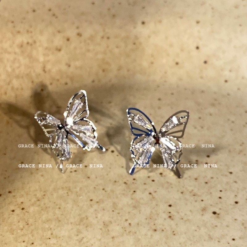 Sharing the same frequency with spring ~ Crystal Butterfly Earrings Women's High-end Niche Design Earrings 2023 New Hot Style Earrings