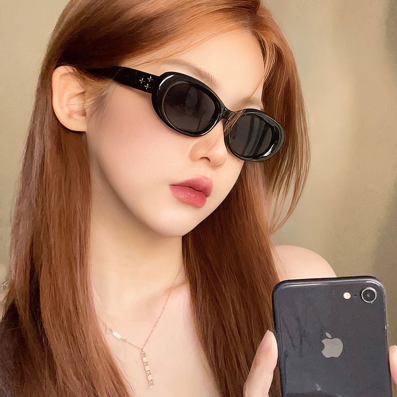 复古黑色椭圆大框韩版新款度假gm墨镜女欧美高级感ins太阳镜