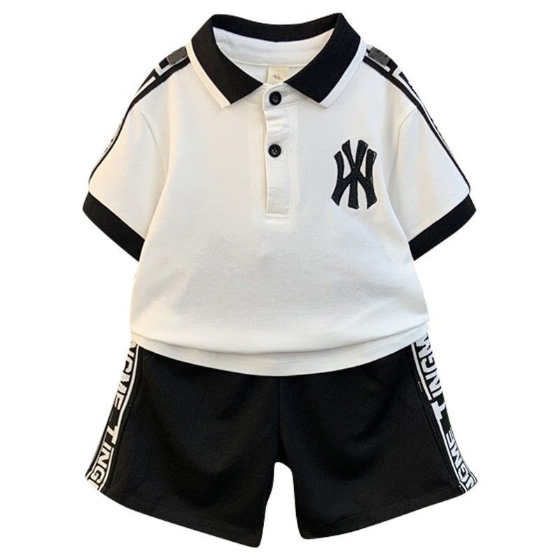 Boys summer polo shirt suit  new baby Internet celebrity short-sleeved clothes little boy children cool and handsome children's clothing
