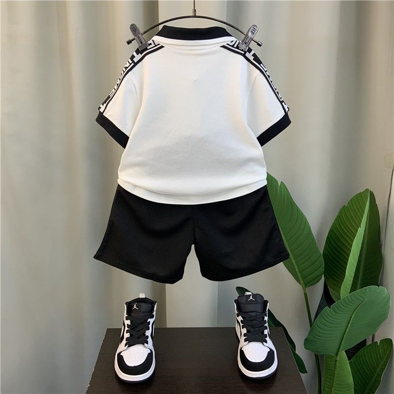 Boys summer polo shirt suit  new baby Internet celebrity short-sleeved clothes little boy children cool and handsome children's clothing